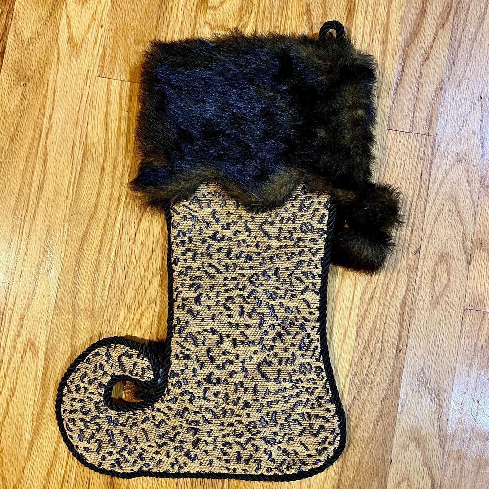 Donna Salyer’s Fabulous Furs Faux Christmas Stocking Lynx Leopard Animal Print - Picture 4 of 7